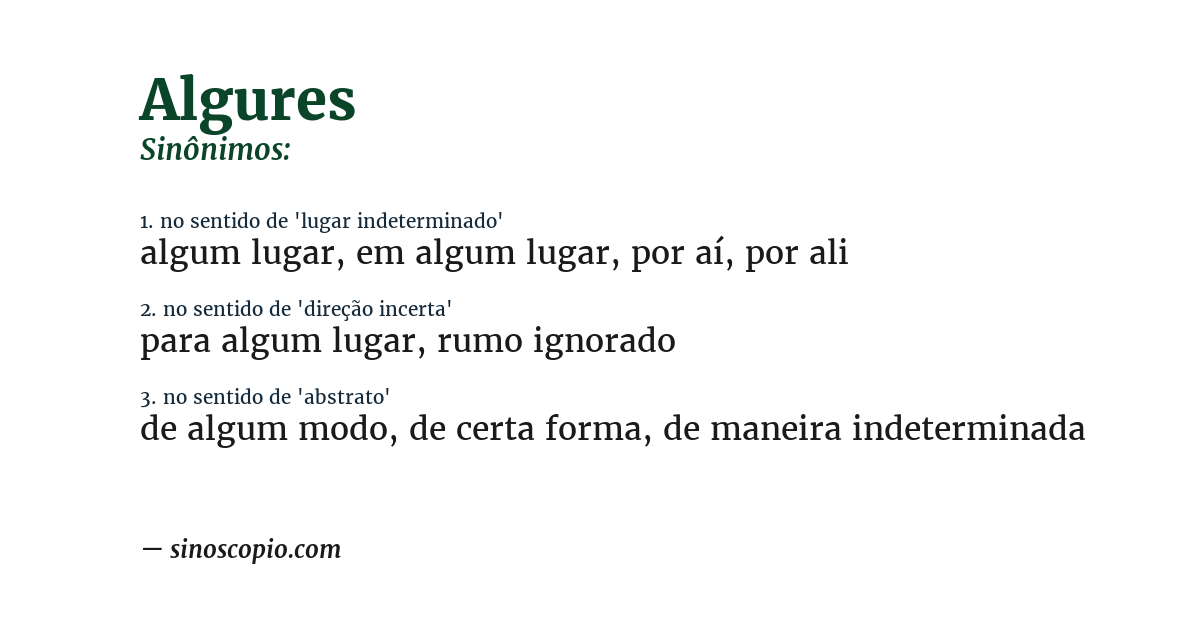 Sinônimo de algures