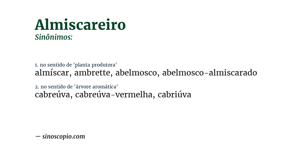 Sinônimo de almiscareiro
