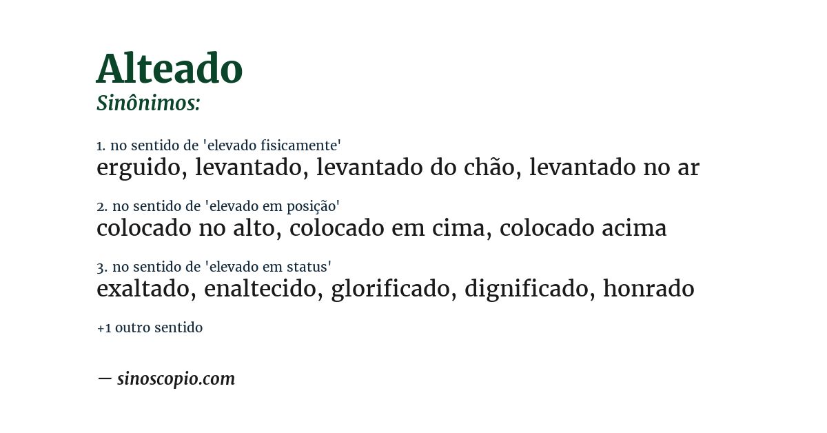 Sinônimo de alteado