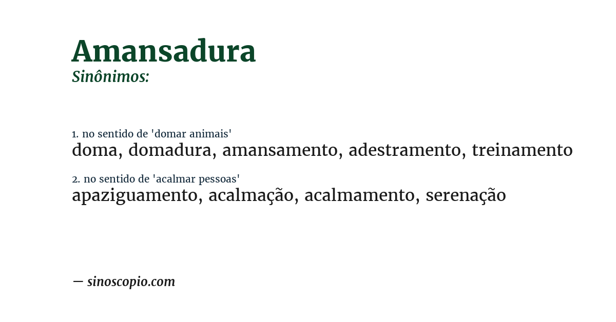 Sinônimo de amansadura