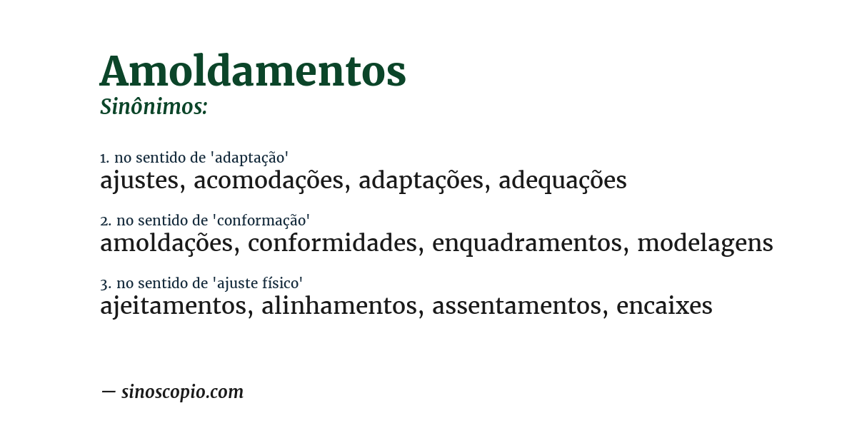 Sinônimo de amoldamentos