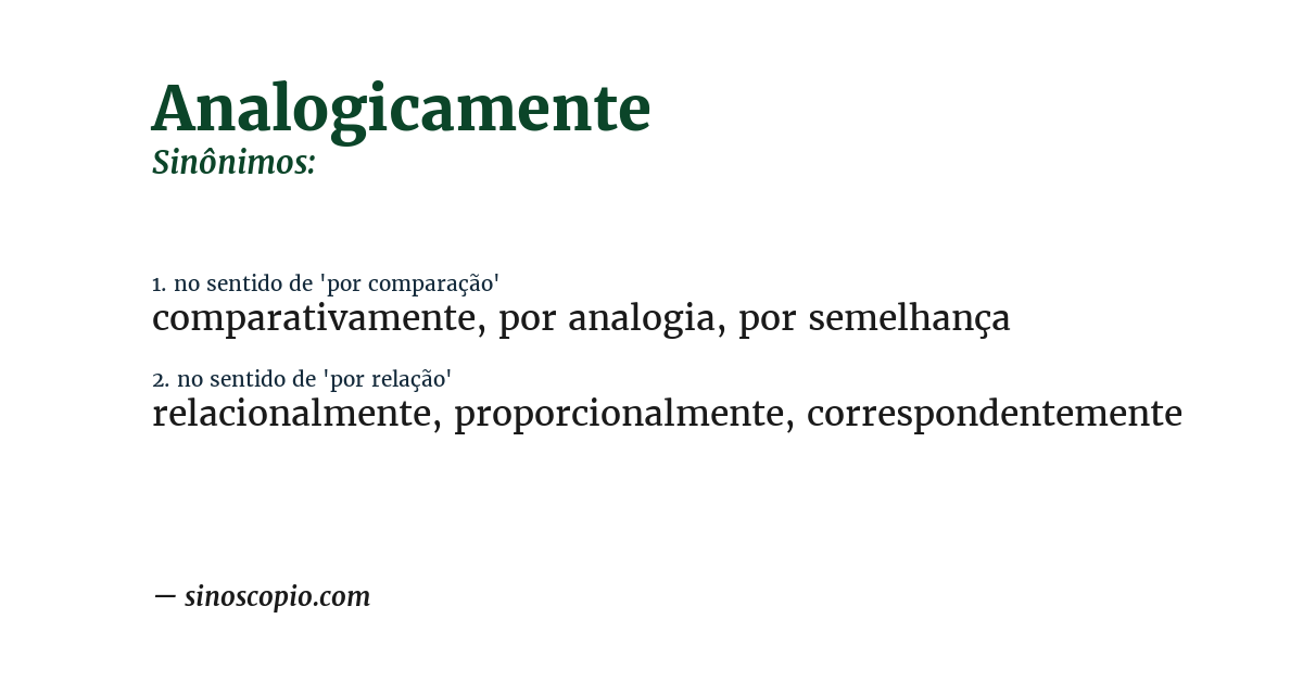 Sinônimo de analogicamente