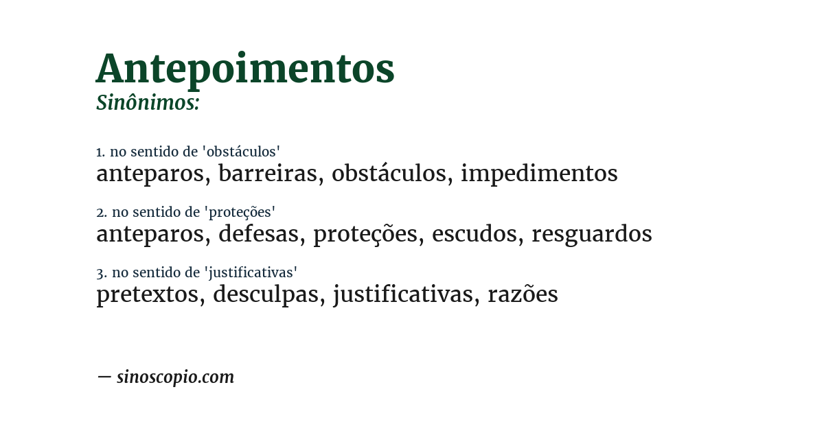 Sinônimo de antepoimentos