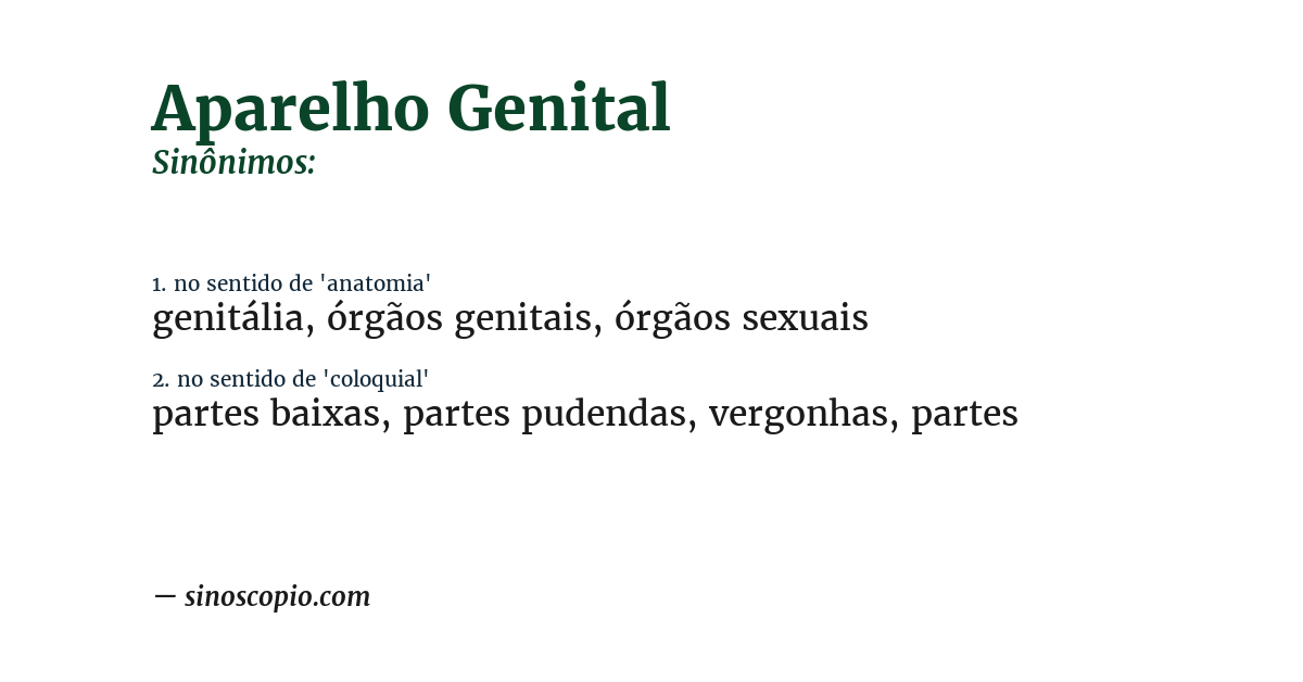 Sinônimo de aparelho genital