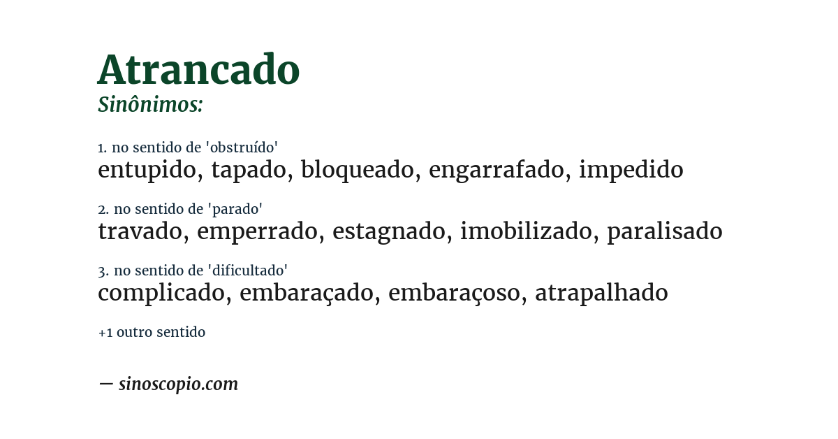 Sinônimo de atrancado