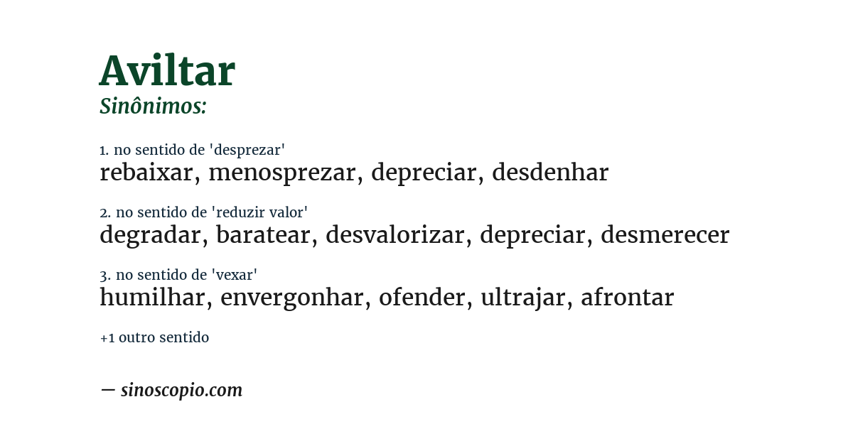 Sinônimo de aviltar