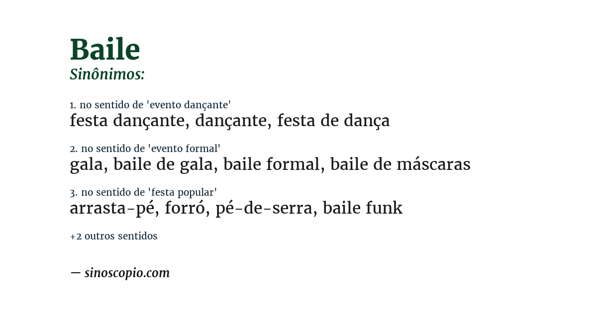 Sinônimo de baile