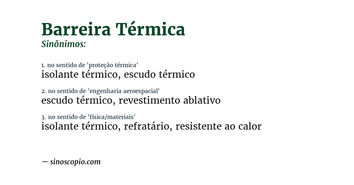 Sinônimo de barreira térmica