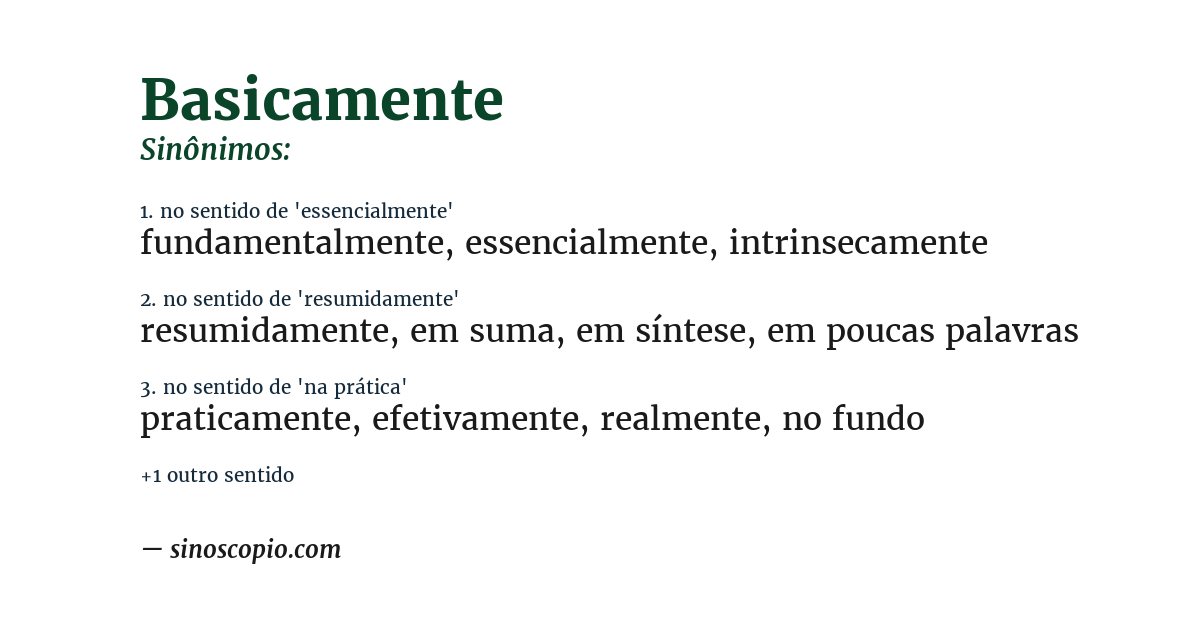 Sinônimo de basicamente