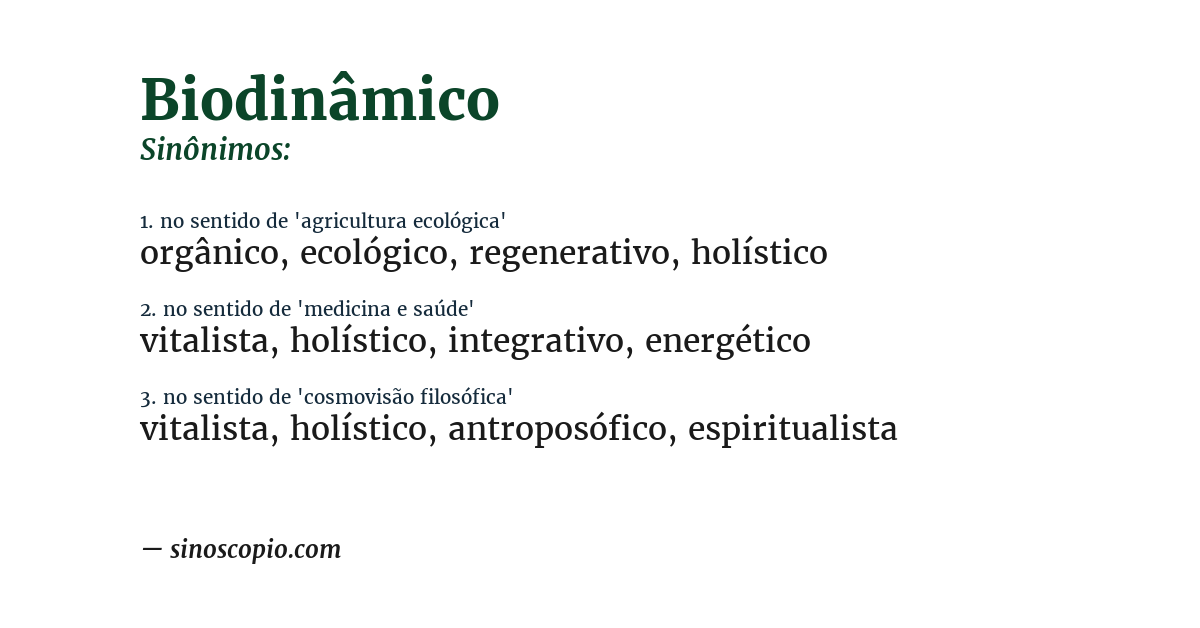 Sinônimo de biodinâmico
