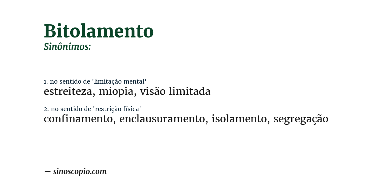 Sinônimo de bitolamento