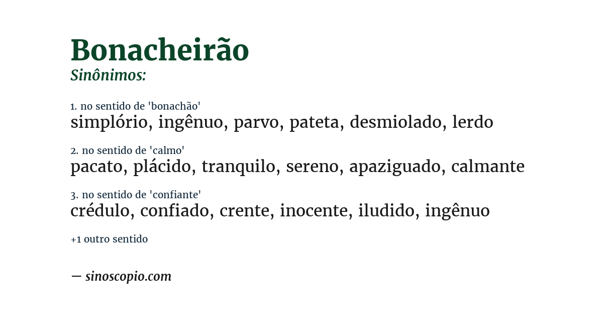 Sinônimo de bonacheirão