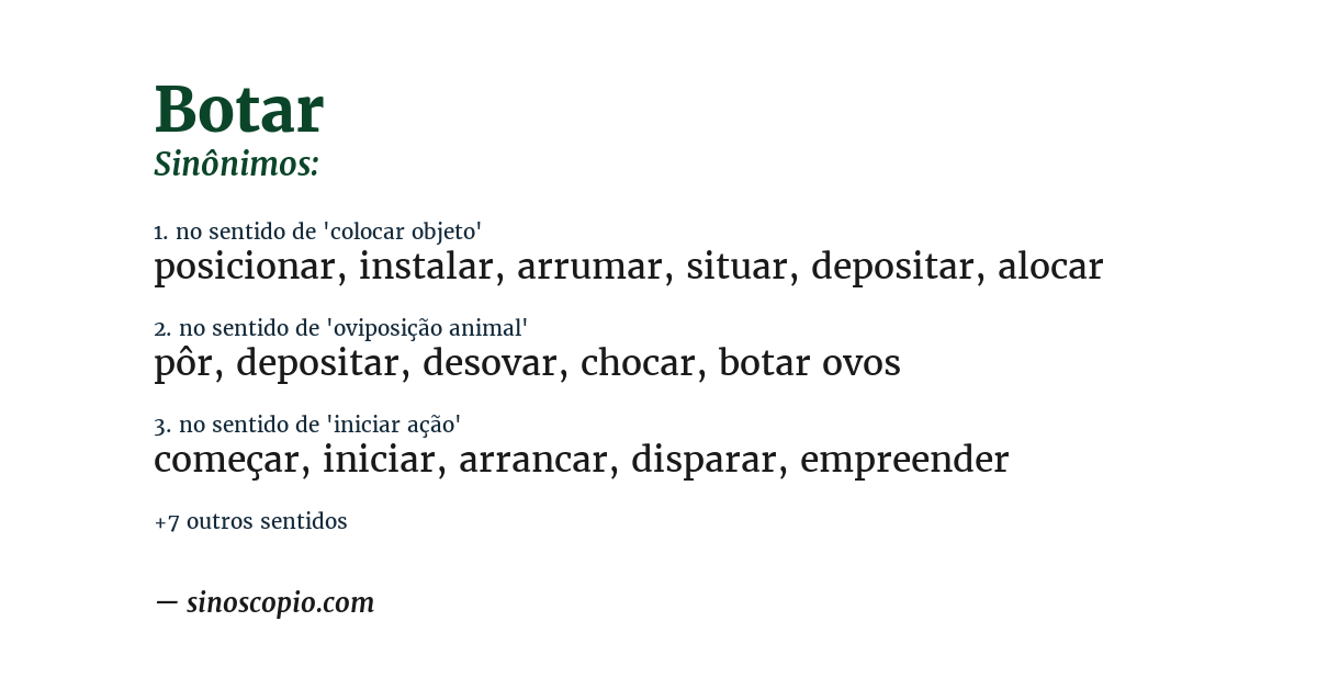Sinônimo de botar