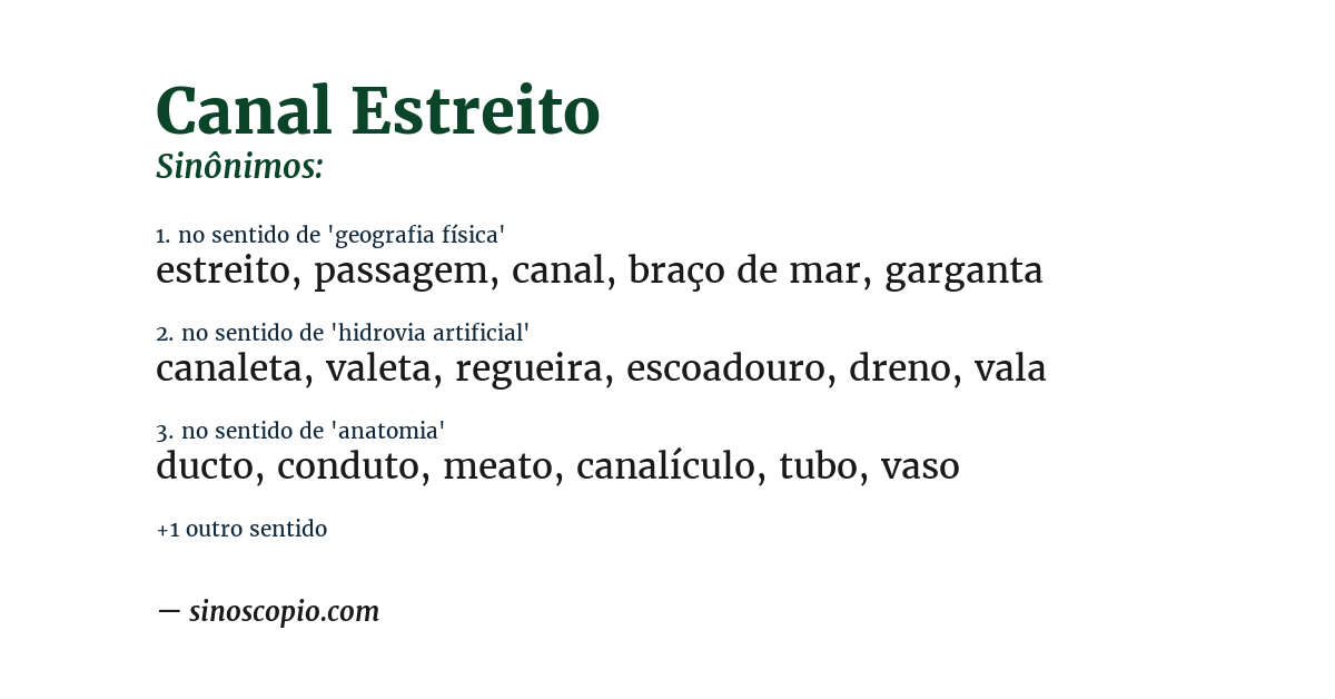 Sinônimo de canal estreito