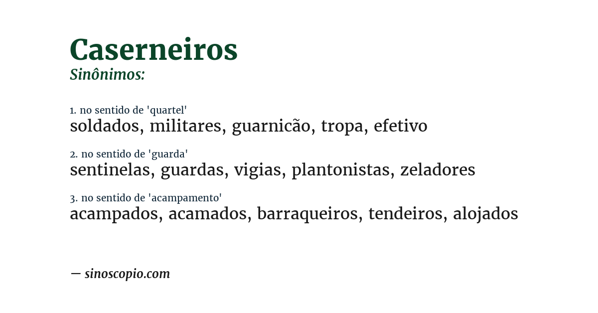 Sinônimo de caserneiros