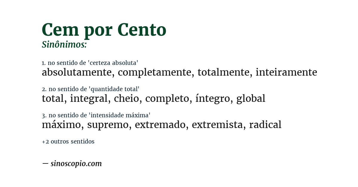Sinônimo de cem por cento
