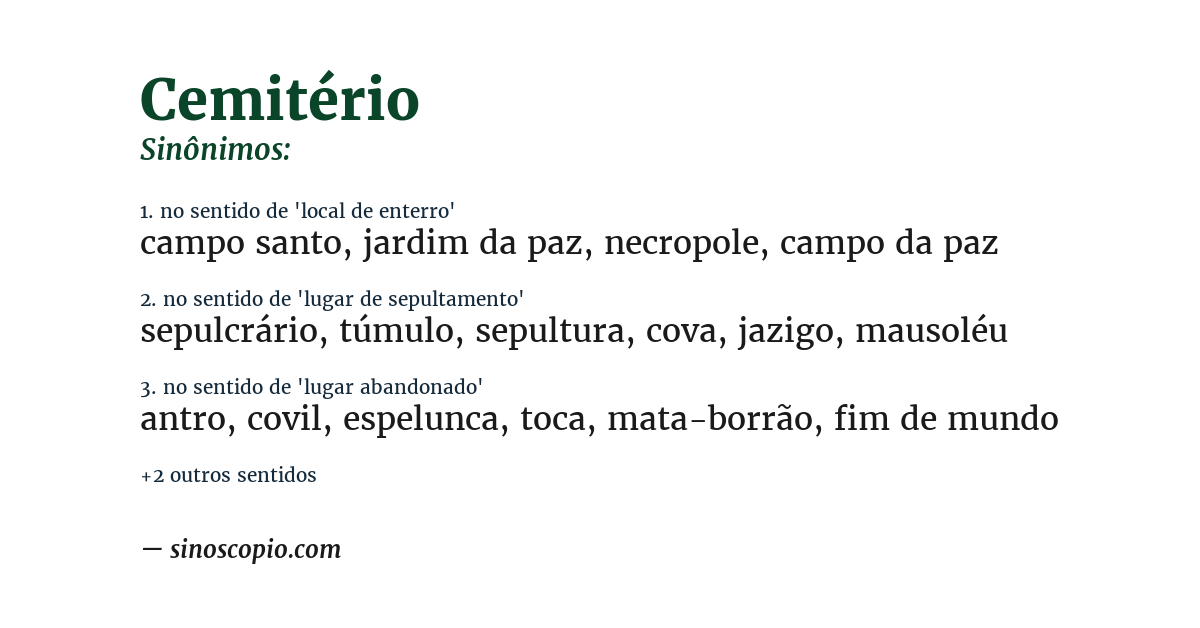 Sinônimo de cemitério