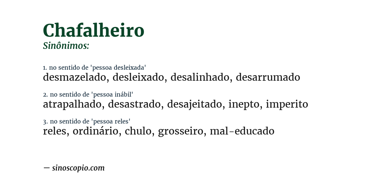 Sinônimo de chafalheiro