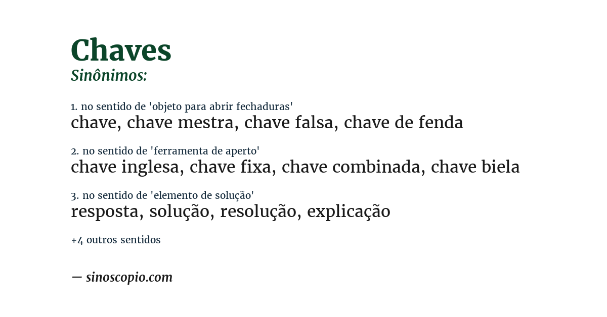 Sinônimo de chaves
