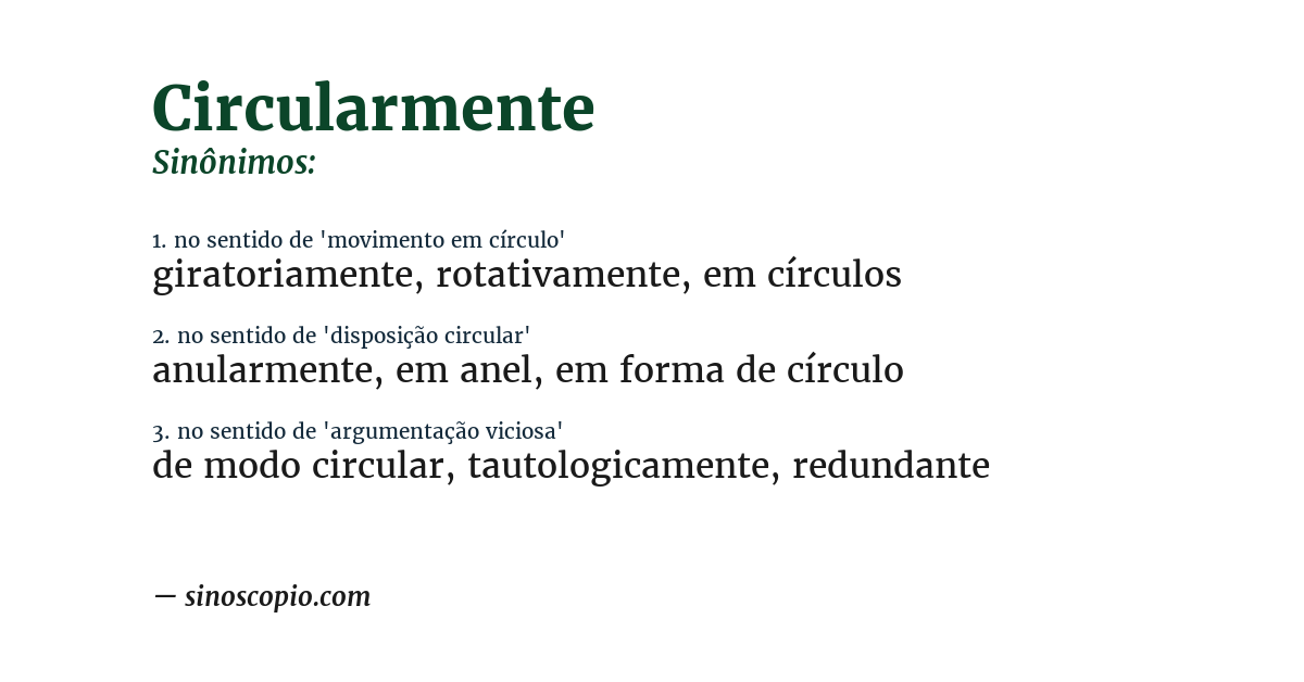 Sinônimo de circularmente