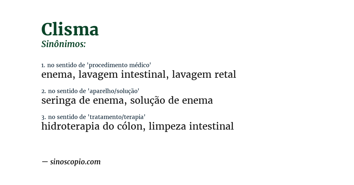 Sinônimo de clisma