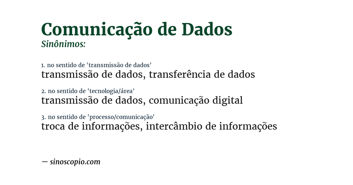 Sinônimo de comunicação de dados