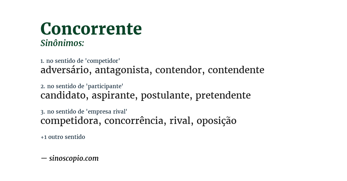 Sinônimo de concorrente