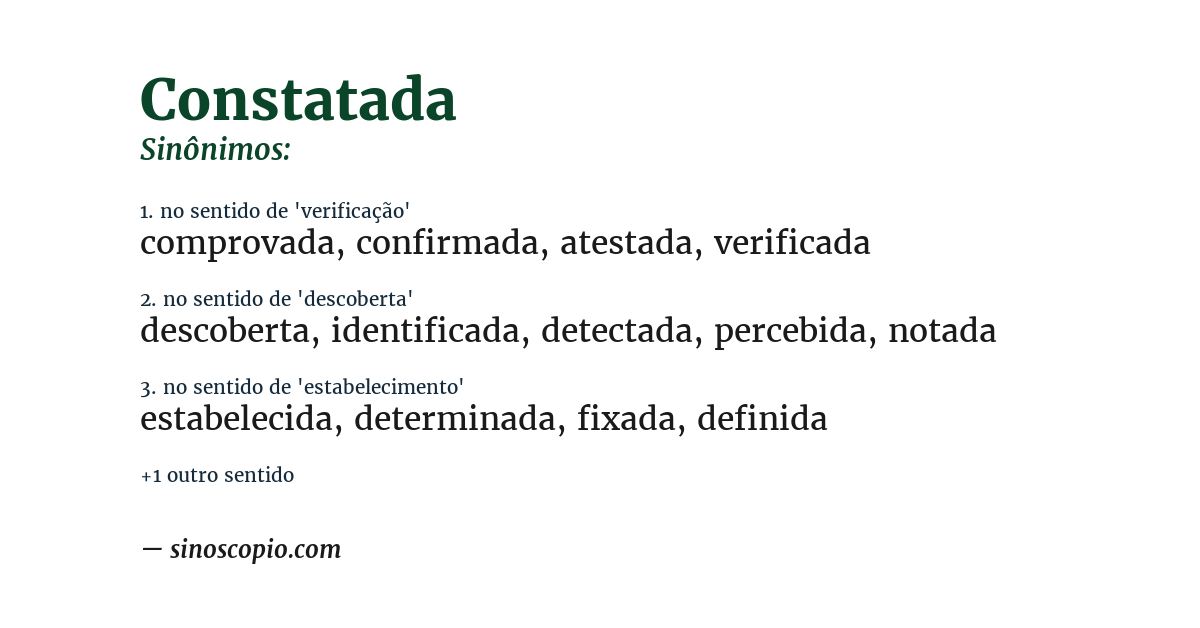 Sinônimo de constatada