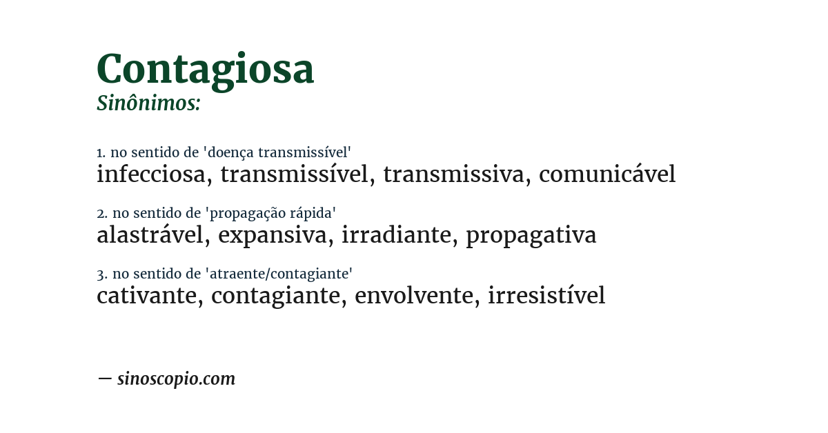 Sinônimo de contagiosa