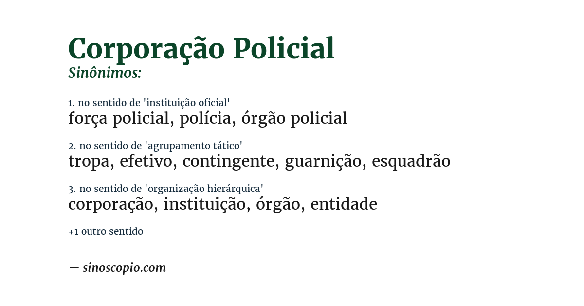 Sinônimo de corporação policial