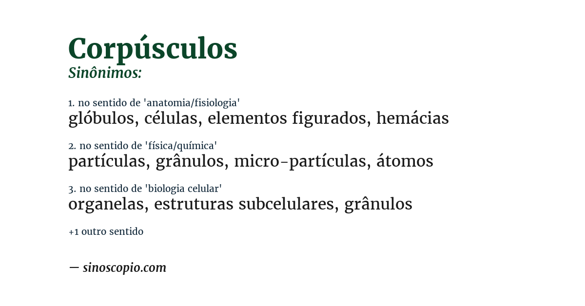 Sinônimo de corpúsculos