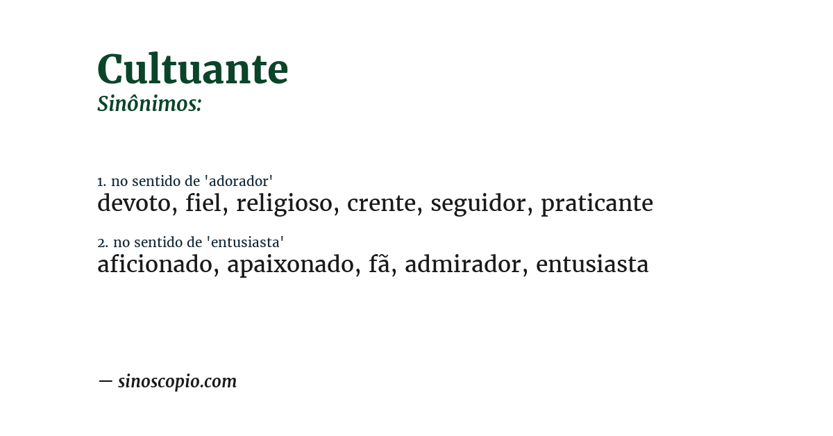 Sinônimo de cultuante