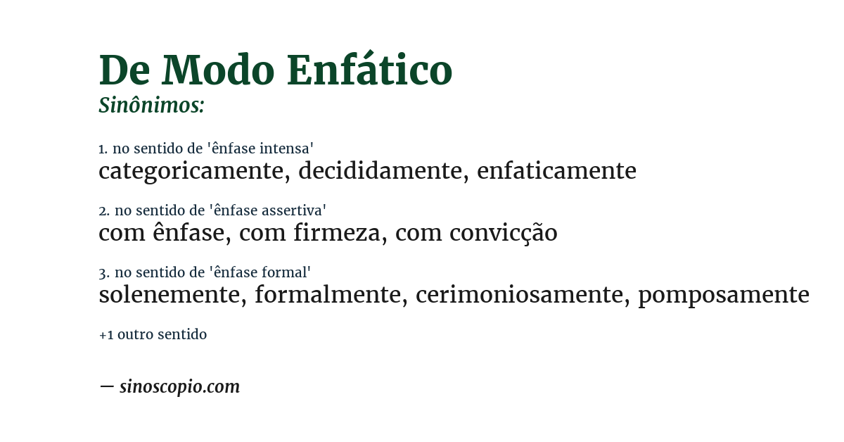 Sinônimo de de modo enfático