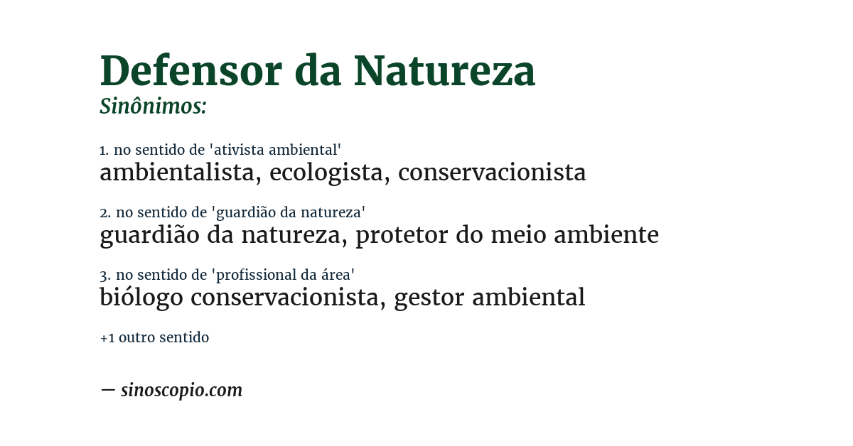 Sinônimo de defensor da natureza