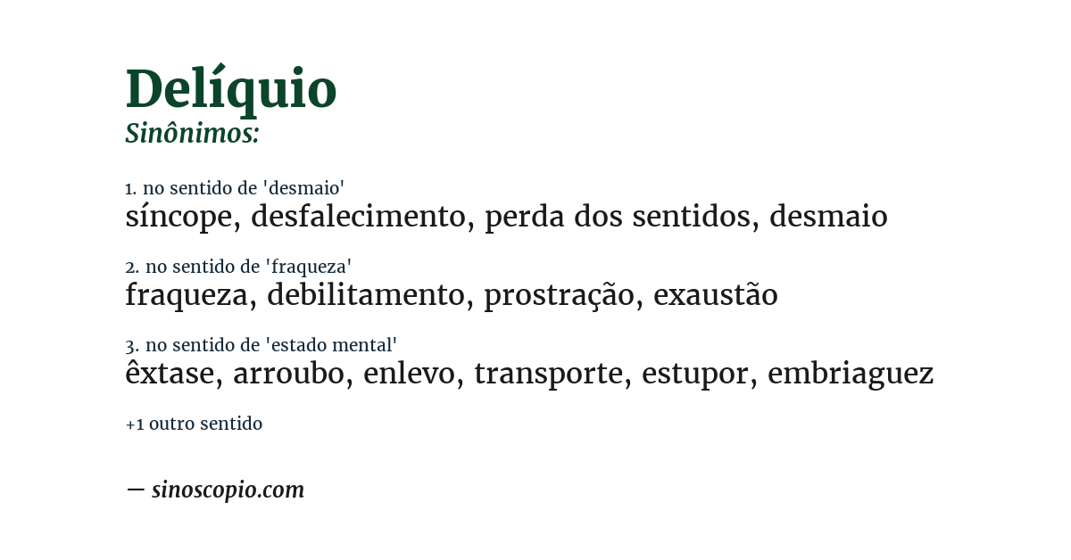 Sinônimo de delíquio