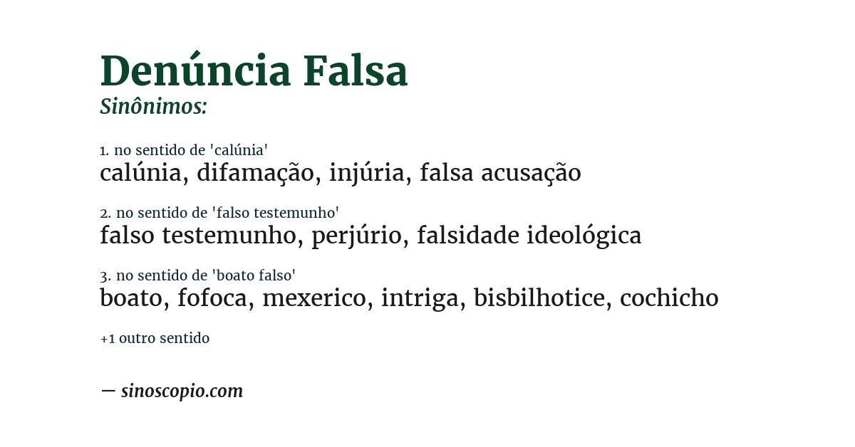 Sinônimo de denúncia falsa
