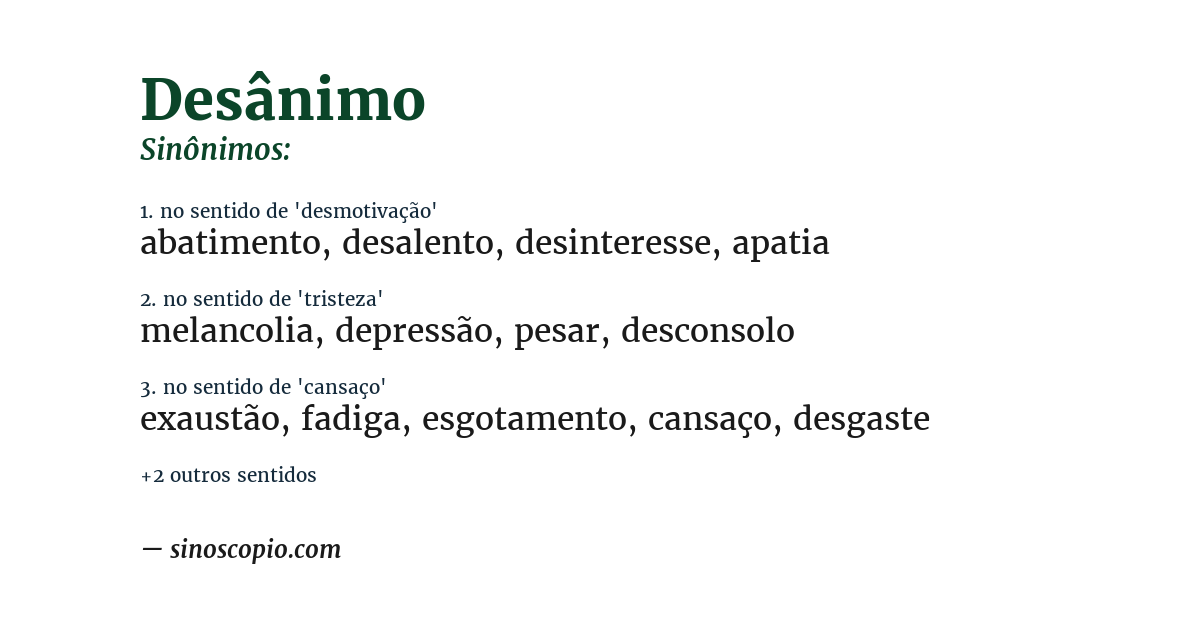 Sinônimo de desânimo