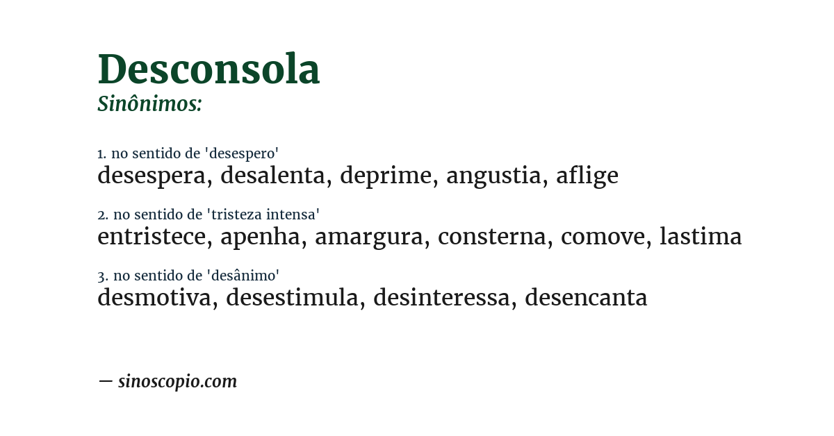 Sinônimo de desconsola