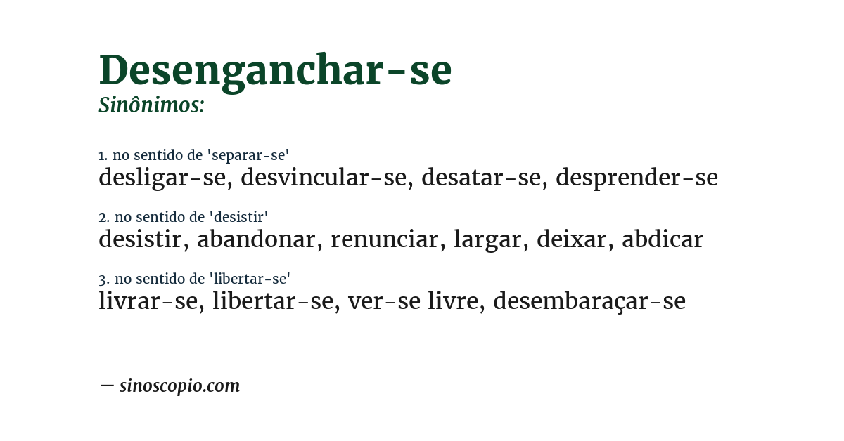 Sinônimo de desenganchar-se