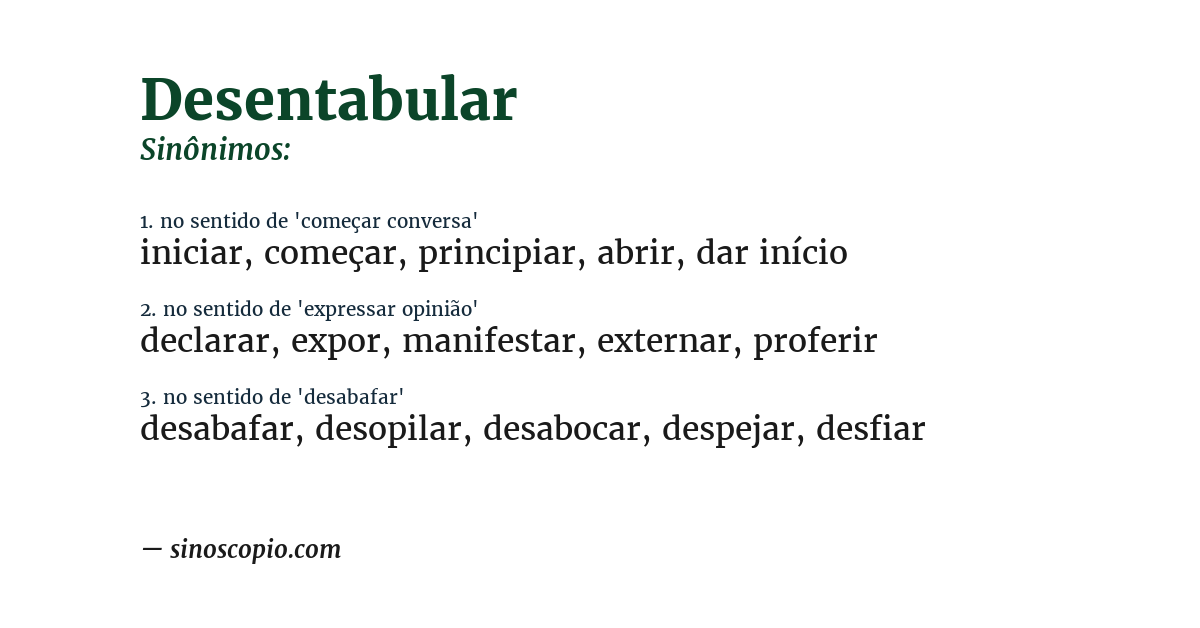 Sinônimo de desentabular