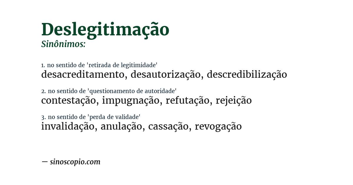 Sinônimo de deslegitimação
