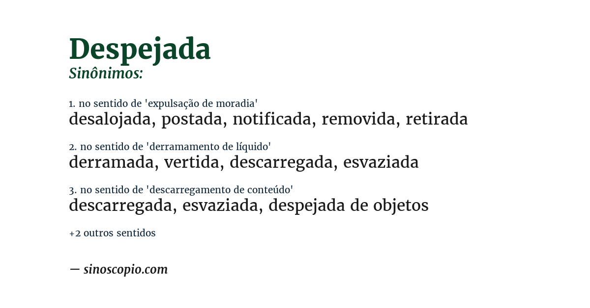 Sinônimo de despejada