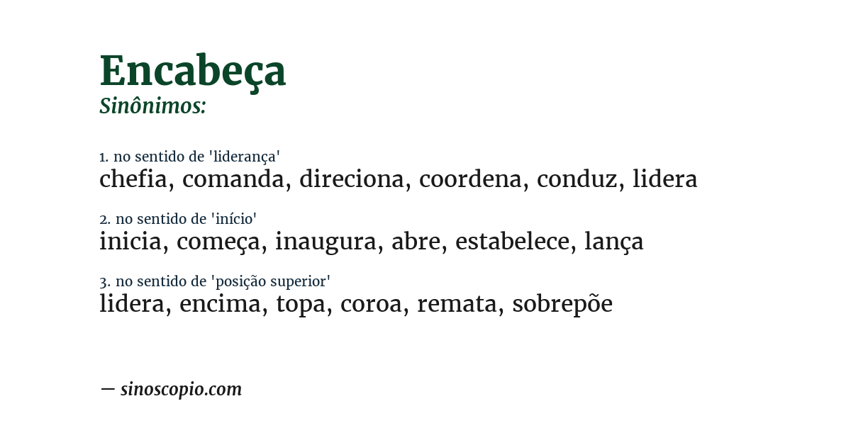 Sinônimo de encabeça