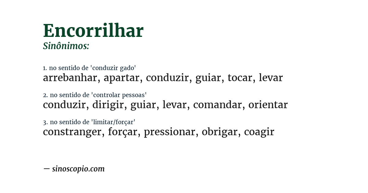Sinônimo de encorrilhar
