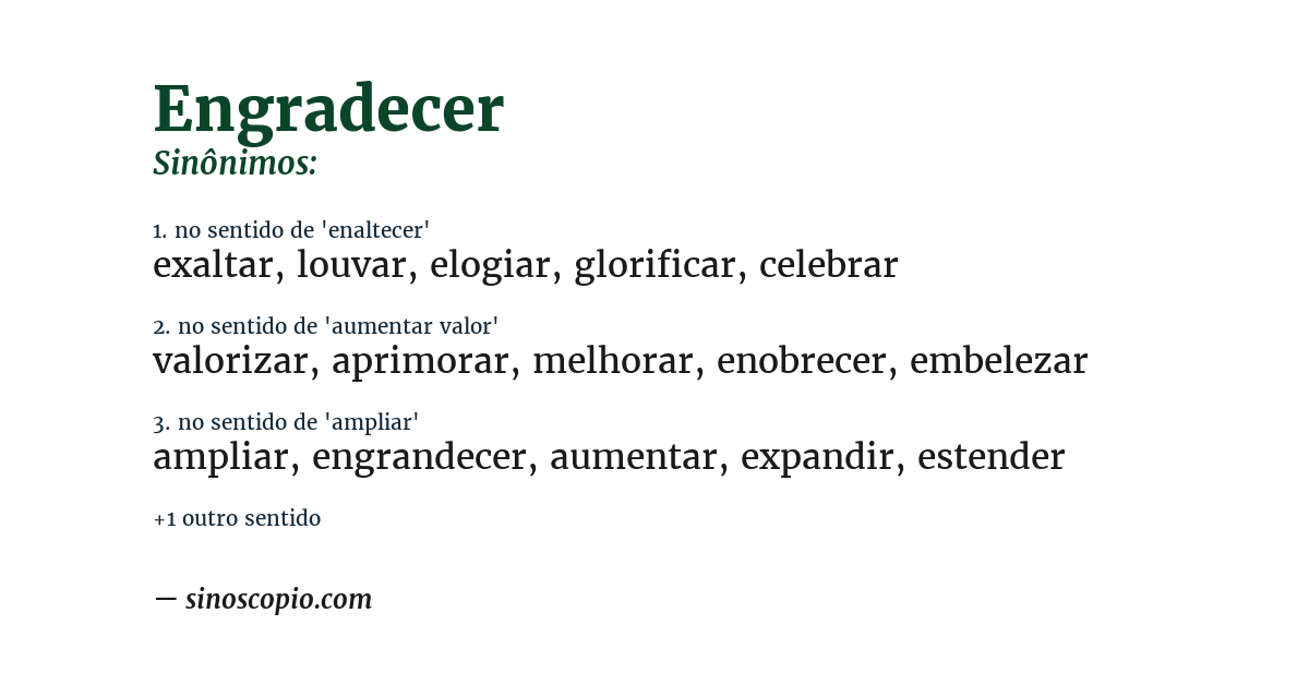 Sinônimo de engradecer