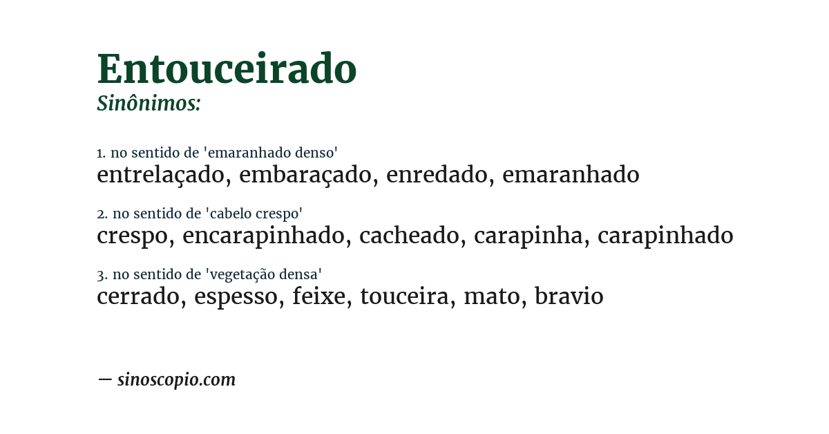 Sinônimo de entouceirado