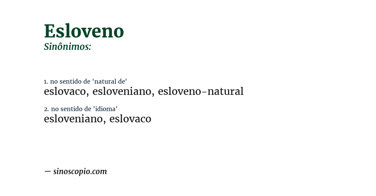Sinônimo de esloveno
