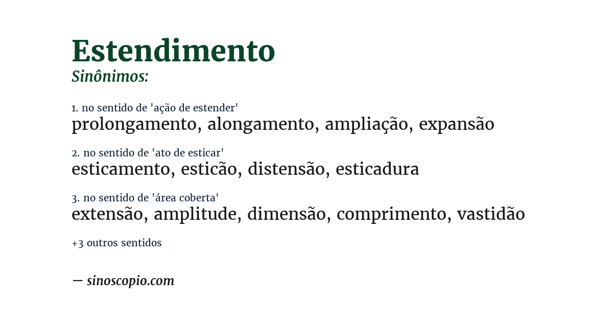 Sinônimo de estendimento