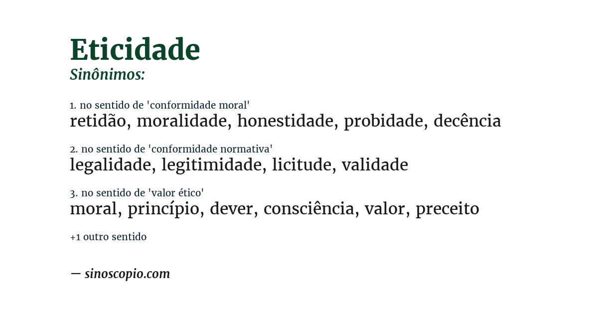 Sinônimo de eticidade