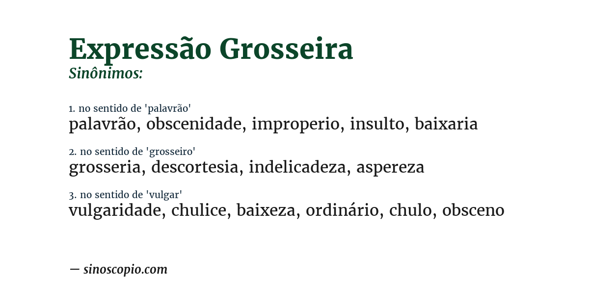 Sinônimo de expressão grosseira